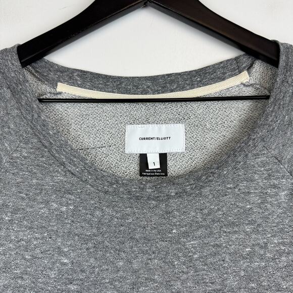 Current/Elliott The Ruffle Sleeve Sweatshirt Gray - 1 Small - Picture 3 of 7
